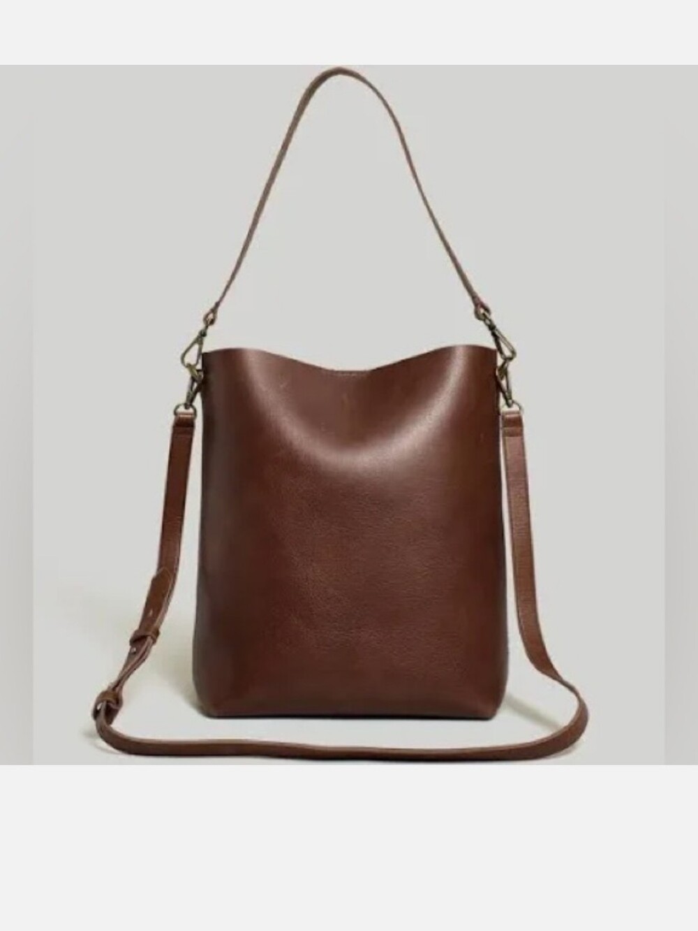 Madewell Brown Leather Bucket Shoulder Bag